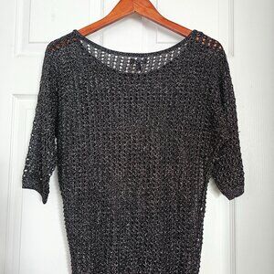 Express sweater, dolman open-knit, Metallic Black